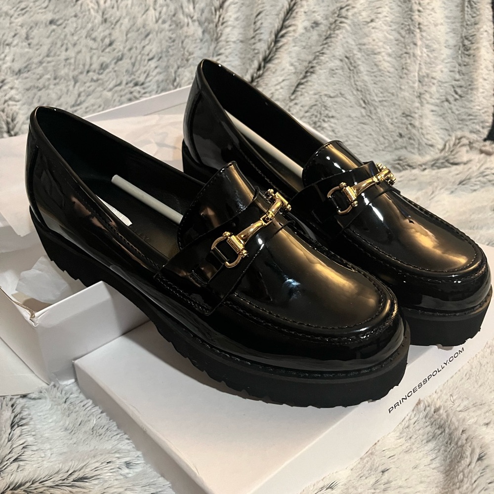 New in box - Princess Polly Black Patent Leather Loafers